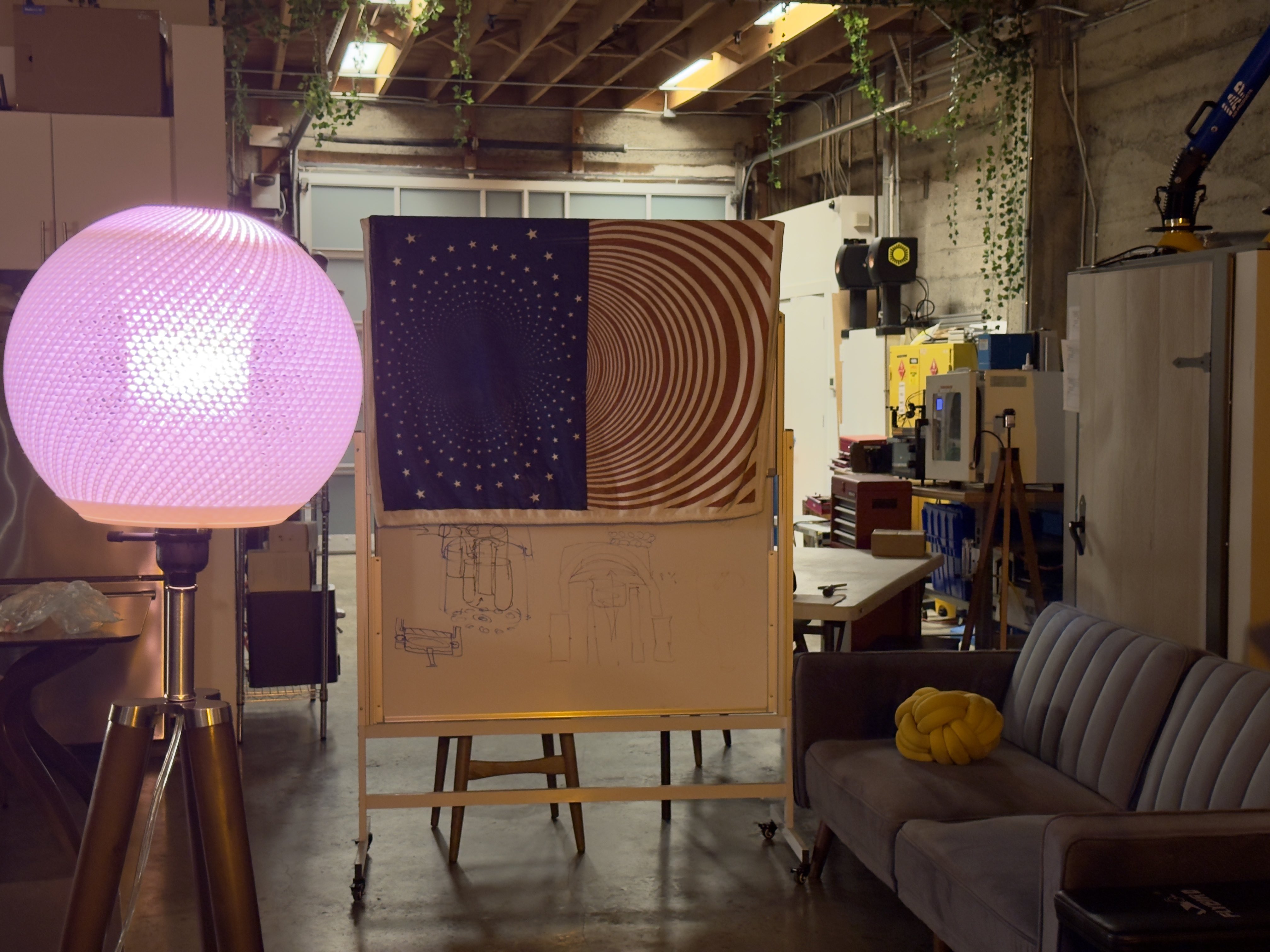 LightCell and Hyperamerica flag in workshop